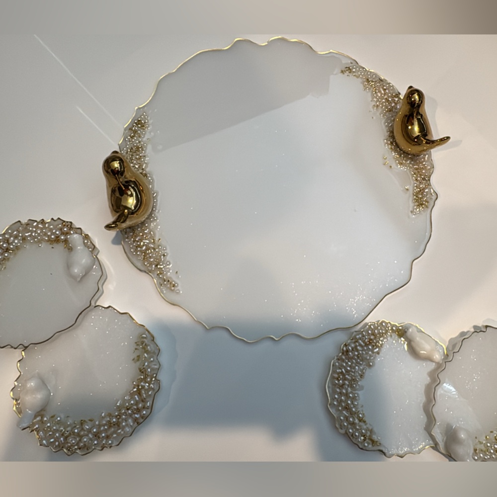 Resin tray with 4 coasters! Customer made!